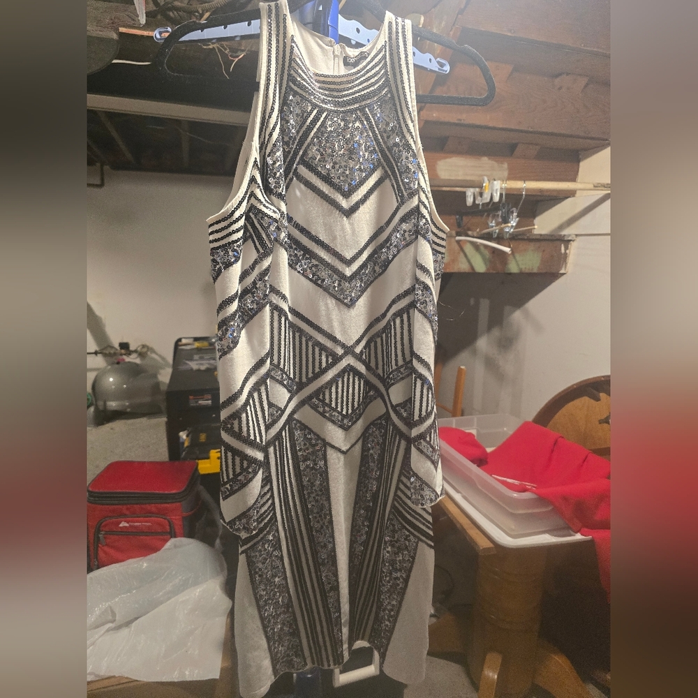 Express Black and White Patterned Mini Dress